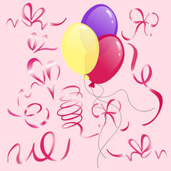 helium balloons and pink ribbons