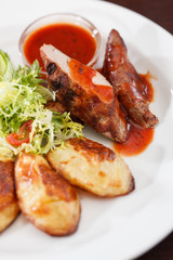 grilled meat with vegetables