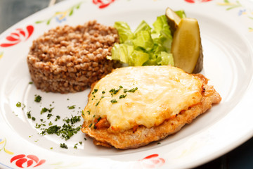 schnitzel with buckwheat