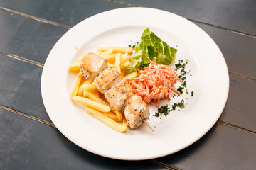 chcken kebab with french fries