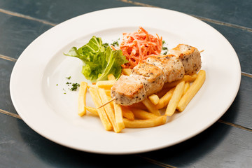 chcken kebab with french fries