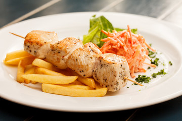 chcken kebab with french fries