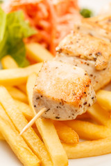 chcken kebab with french fries