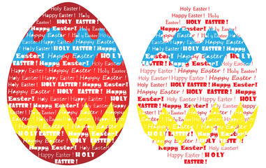 Happy Easter word cloud as painted egg cor