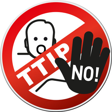 Schild TTIP NO mit Protest hand