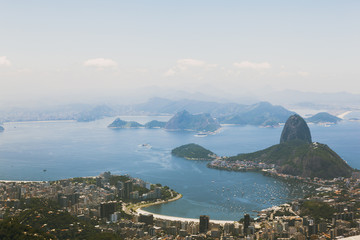 Fototapeta na wymiar aerial view over Rio de Janeiro with Sugarloaf Mountain