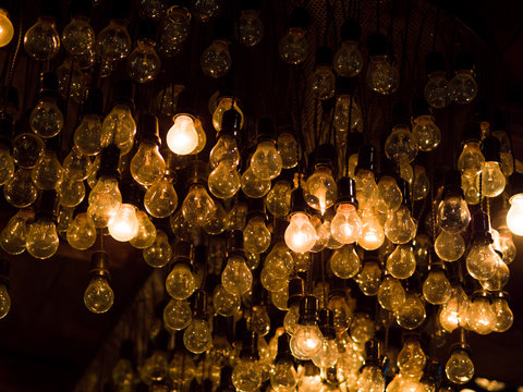 Lighting decor bulbs hanging