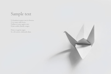 A paper origami crane