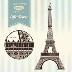 Obraz premium hand-drawn vintage Eiffel Tower illustration