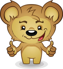 Smiling Thumbs Up Bear Cartoon Character