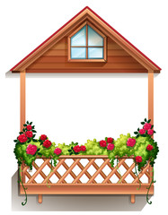 Fototapeta na wymiar A wooden porch with plants