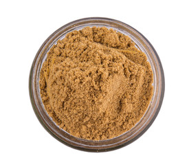 Korma powder spices over white background