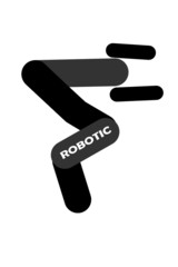 Logo firmowe, wizytówka, strona internetowa, kształt robota, na białym tle, czarno biała grafika. © AWVW