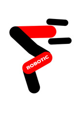 Logo firmowe, wizytówka, strona internetowa, kształt robota, na białym tle, kolorowa grafika. © AWVW