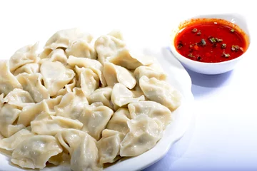 Fotobehang Chinese Food: boiled dumplings © bbbar