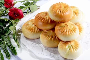 Wandcirkels aluminium Chinese Food: Toasted Dumplings © bbbar