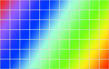 Siatka z kwadratów z kolorami tęczy.