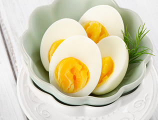 Boiled eggs . Selective focus