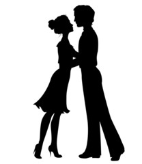 Silhouettes of man and woman