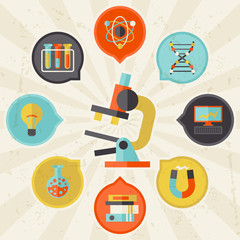 Science concept info graphic in flat design style.