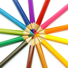 Colored pencils isolated on white background