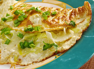 Omelette with fresh leek