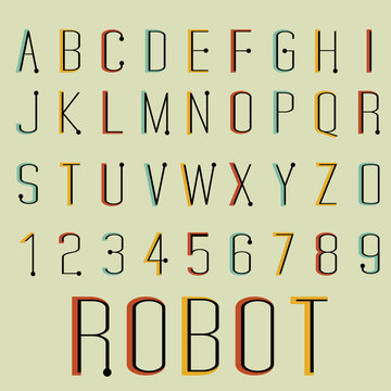 Retro Robot Font. Vector Illustration