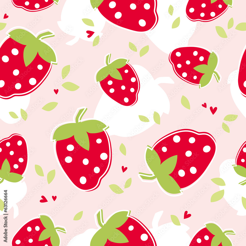 Poster seamless pattern with strawberries
