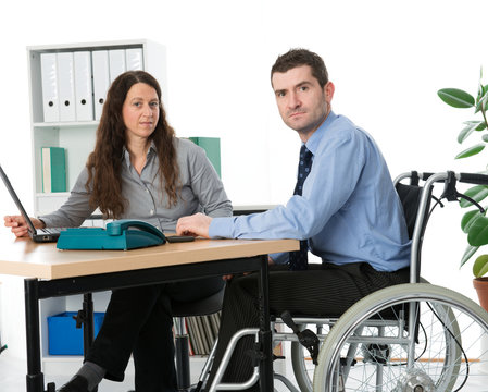 wheelchair user on workplace