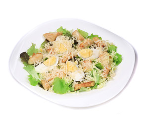 Caesar salad with eggs and parmesan.