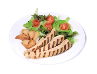 Close up of caesar salad on plate.