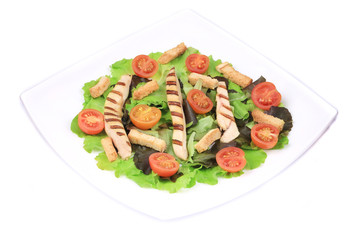 Plate with vegetables for caesar salad.