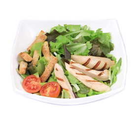 Plate with vegetables for caesar salad.