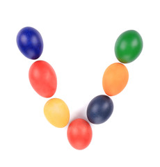 Letter V from the eggs for easter.