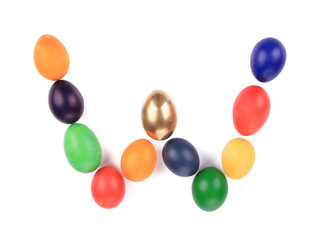 Letter W from the eggs for easter.