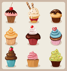 Cupcake Set.Vector