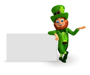 Leprechaun for patrick's day with big sign