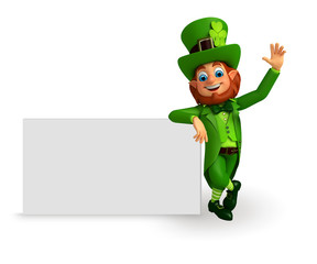 Leprechaun for patrick's day with big sign