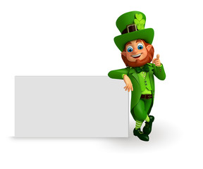 Leprechaun for patrick's day with big sign