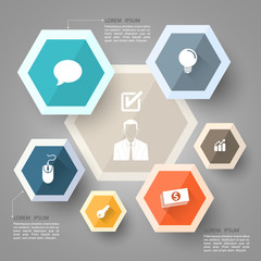 Hexagon group template can use for business concept.