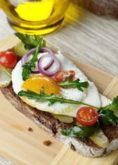 Fried egg open sandwich