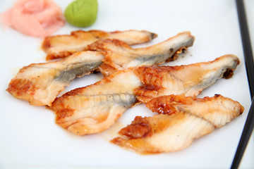 Obraz na płótnie Canvas Eel sashimi, sushi. Traditional japanese food