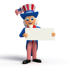 Illustration of Uncle Sam with big sign