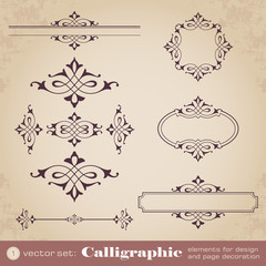 Calligraphic elements for design and page decoration - set 1