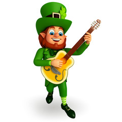 Leprechaun for patrick's day with guitar
