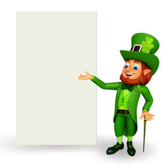 Leprechaun for patrick's day with big sign