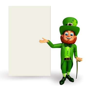 Leprechaun for patrick's day with big sign