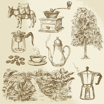 coffee collection - hand drawn vector illustration