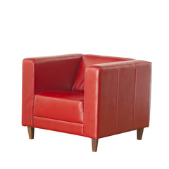 Red leather chair isolated on white