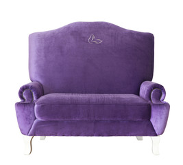 Purple sofa isolated on white